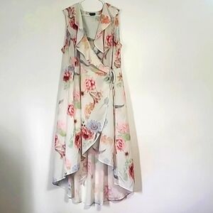 White Wrap Around Maxi Dress with Floral Design